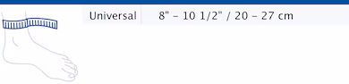 Size chart showing measurements for Actimove Sports Edition Ankle Support Adjustable Size chart showing measurements for Actimove Sports Edition Ankle Support Adjustable