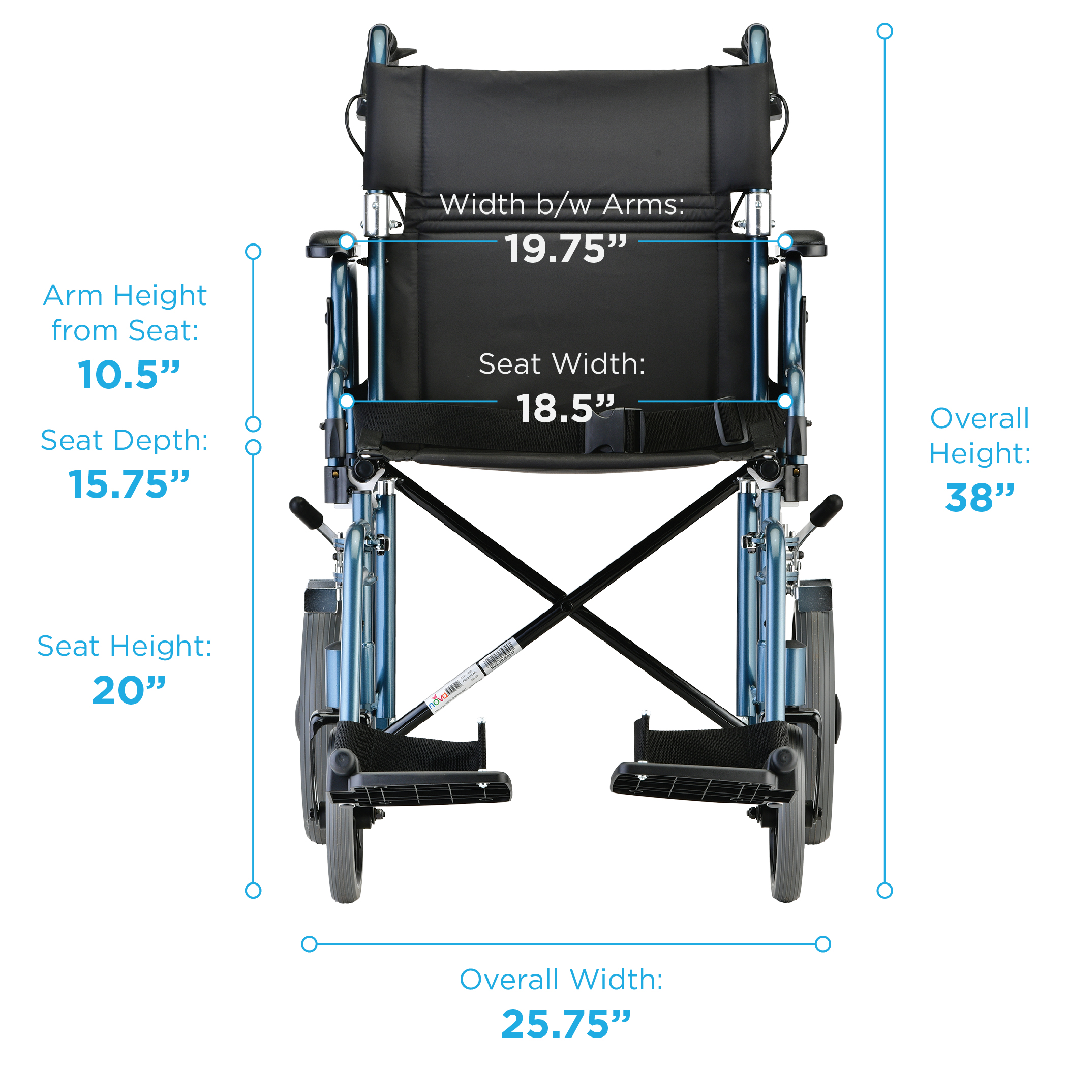 Transport Chair with 12″ Rear Wheels - Image 3