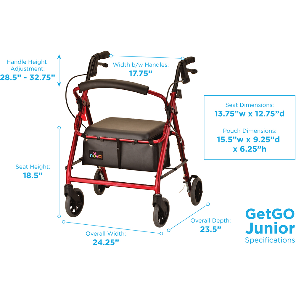 GetGO Junior Rolling Walker, Red - Image 5