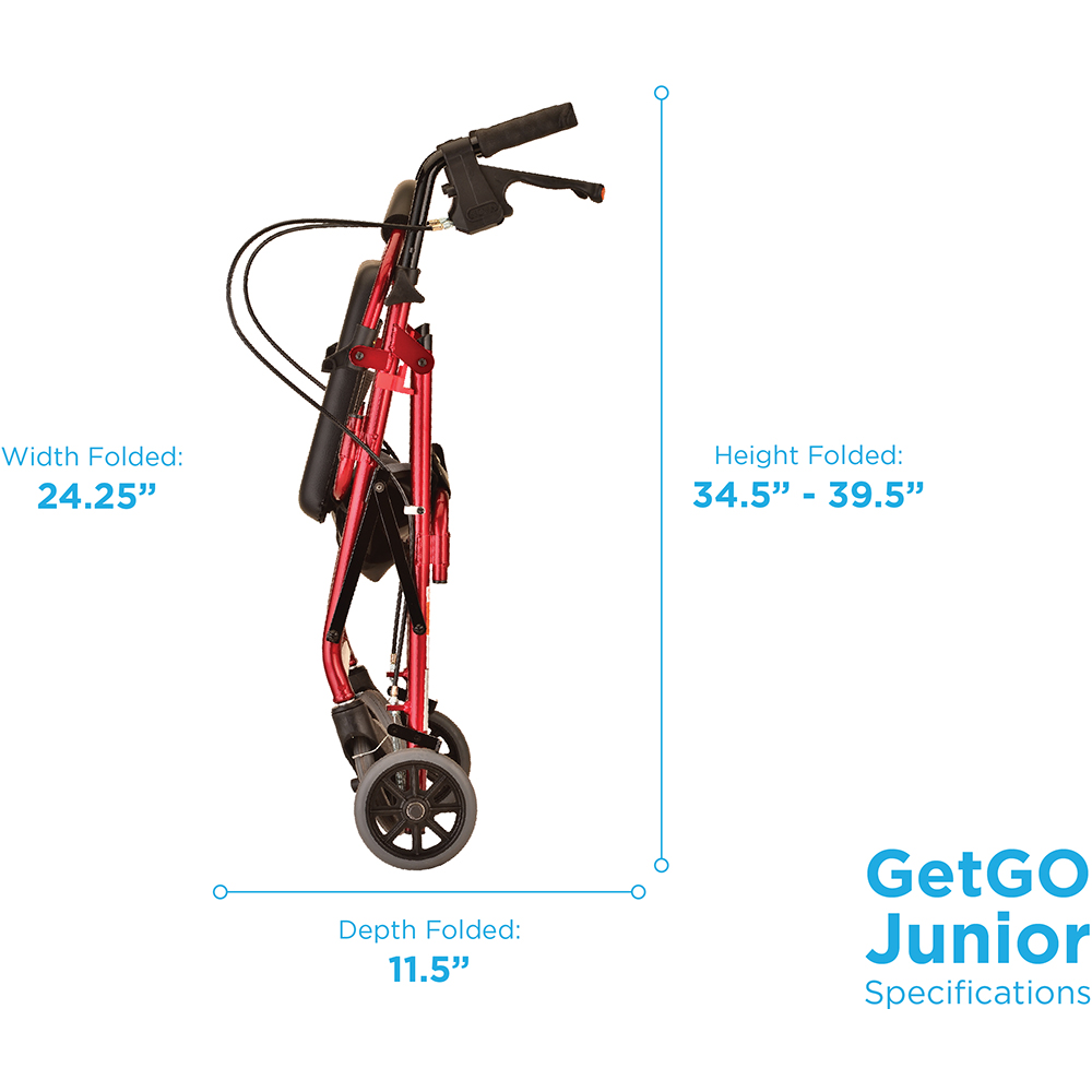 GetGO Junior Rolling Walker, Red - Image 4