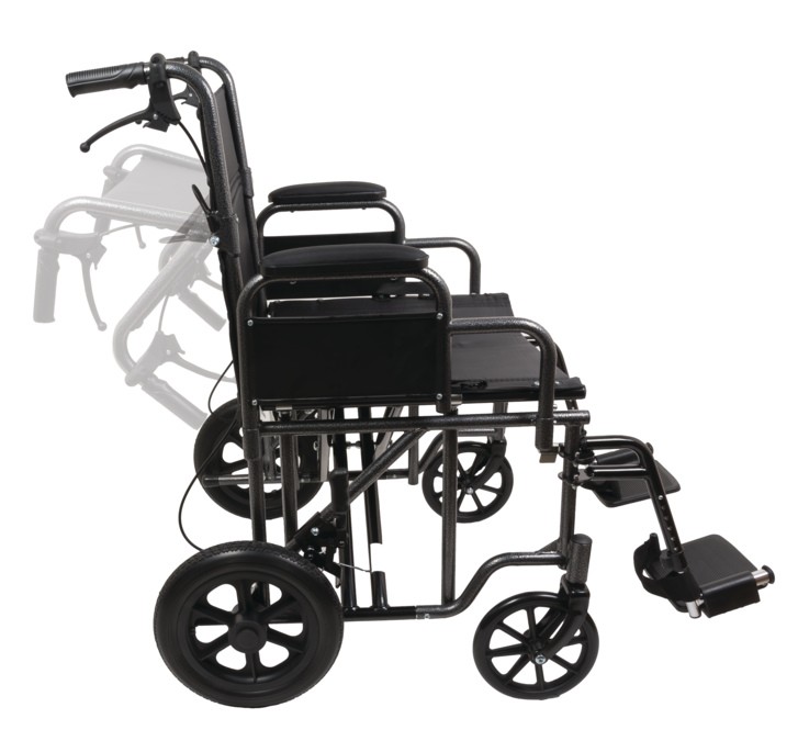 22" Bariatric Steel Transport Chair - Image 2